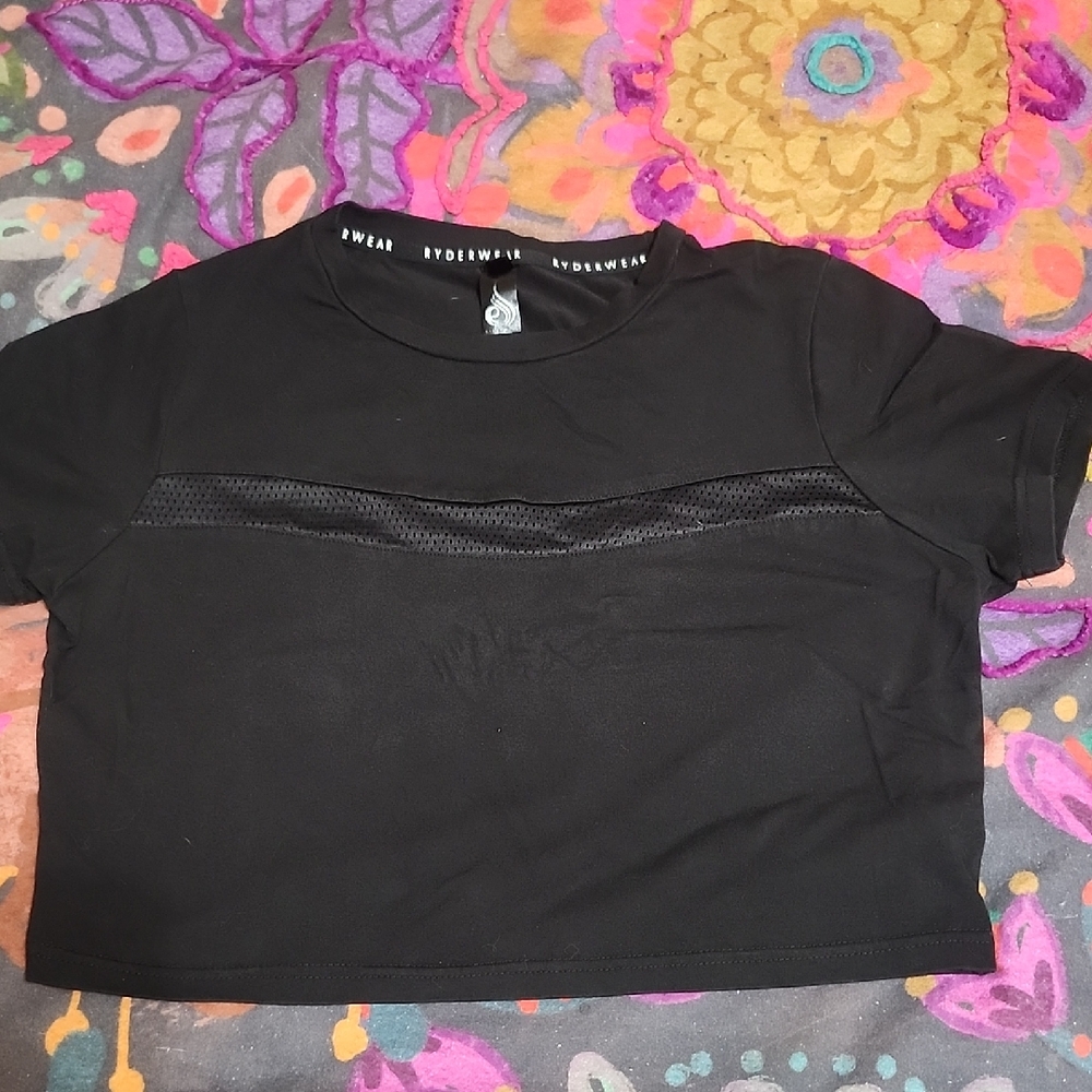 Ryderwear Black Mesh Detail Crop Top - Picture 1 of 3